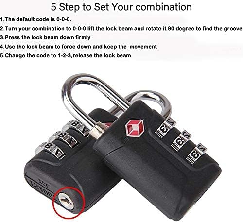 TSA Lock for Suitcase, Travel Bag 3 Digit Combination Pad locks for Suitcases & Baggage Stylish Lock Best for Traveling Stainless Steel