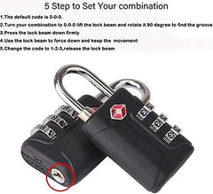 TSA Lock for Suitcase, Travel Bag 3 Digit Combination Pad locks for Suitcases & Baggage Stylish Lock Best for Traveling Stainless Steel