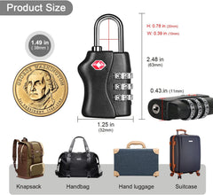TSA Lock for Suitcase, Travel Bag 3 Digit Combination Pad locks for Suitcases & Baggage Stylish Lock Best for Traveling Stainless Steel