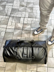The Premium Travel Gear Leather Garment Duffle – Elegant Weekender & Suit Carrier